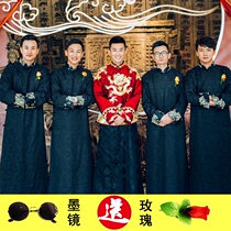 Bridegroom clothes Chinese-style wedding show and clothing male Chinese windy mandarin vest long-shirt Tang Funny Brother Regiment Gown Winter