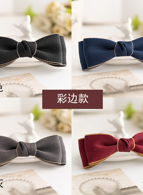 蝴蝶结发夹布艺边一字弹簧饰品