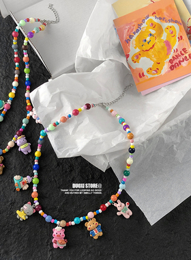 树脂塑料女彩色卡通人物项链