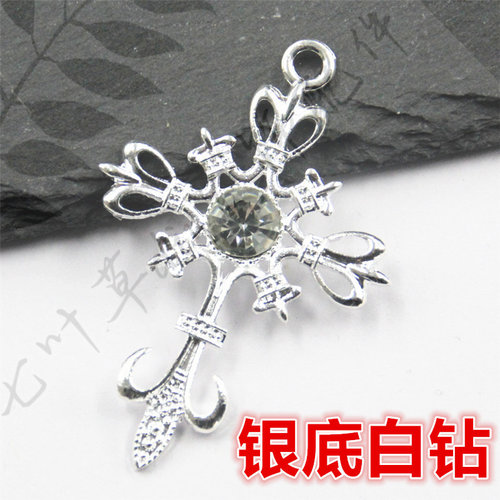 36*54mm（金/银/枪黑底）单吊镂空十字架挂件吊坠巴洛克哥特式风 - 图1