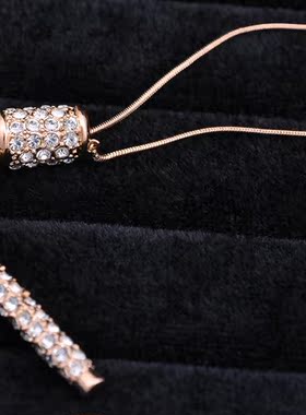 现货镀金流苏圆柱可调节毛衣链