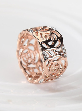 爱依依轻奢山茶花时尚食指戒指女