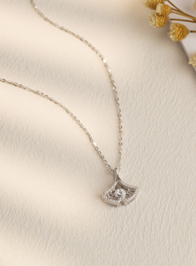 格格银楼 坠链均925银 气质百搭轻奢灵动银杏叶套链