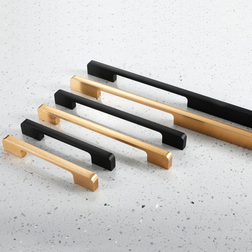 顶耐简约衣柜门拉手橱柜抽屉把手长条金色黑色铝合金北欧金属拉丝 - 图3