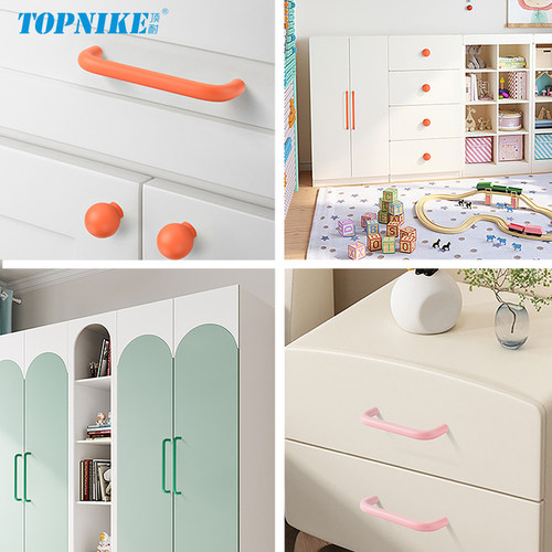 彩色小拉手衣柜门橱柜抽屉柜子绿粉蓝白色多巴胺门迷你把手儿童房 - 图1