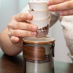 汉唐快客杯一壶三杯便携式套装户外喝茶防烫专用泡茶茶壶旅行茶具