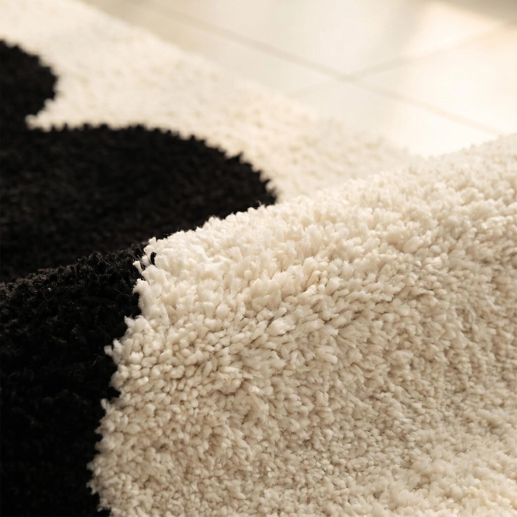 Black and white simple carpet bedroom bedside blanket high-end flocking foot mat living room thickened water-absorbent non-slip long floor mat