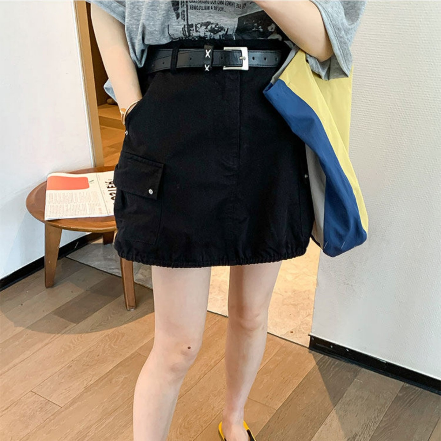 休闲口袋工装半身裙女大码胖mm2026夏季新款高腰显瘦A字花苞短裙,淘宝优惠券,粉丝福利购,淘宝优惠卷