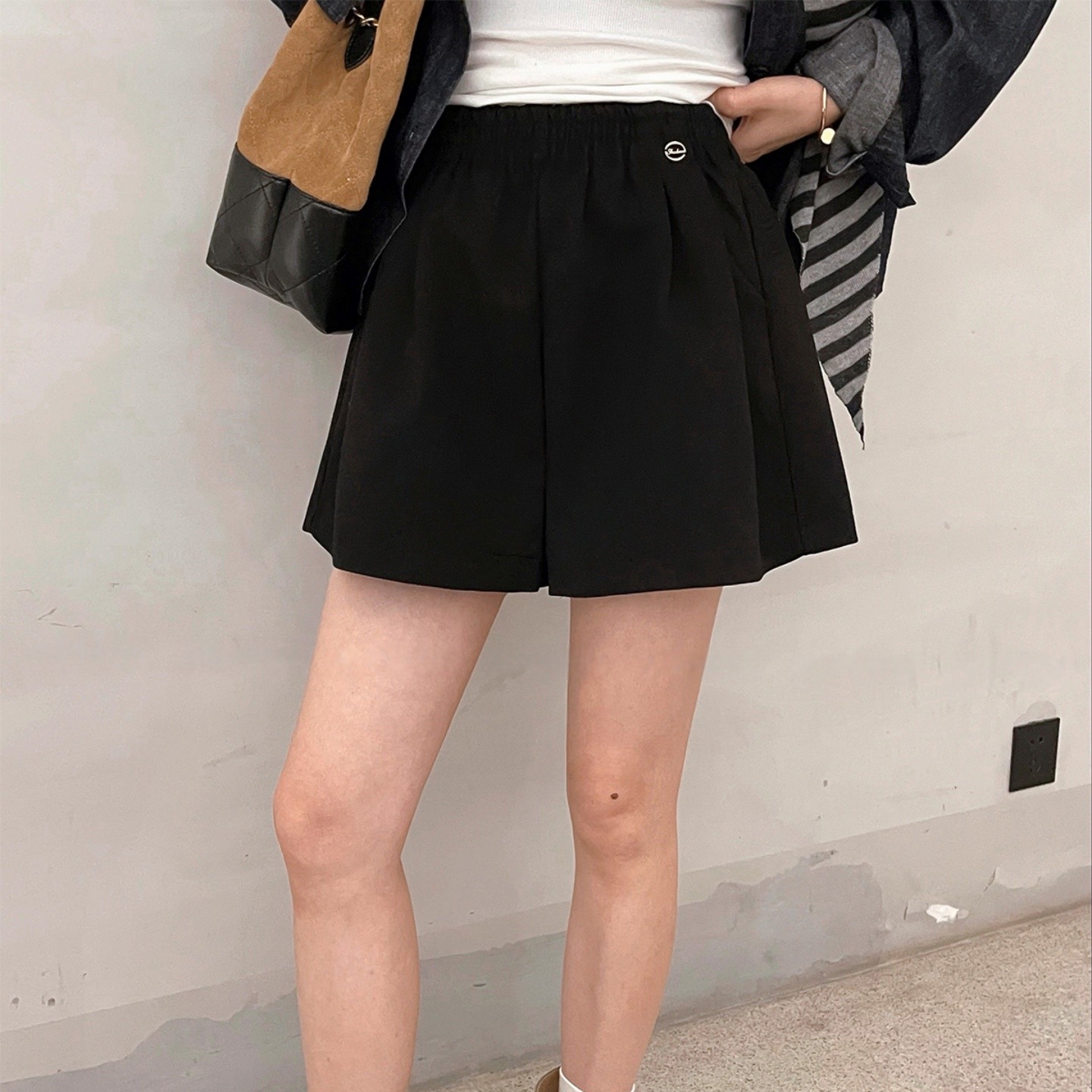 大码短裤女秋冬季外穿配靴子松紧高腰毛呢2025秋冬打底a字阔腿裤,淘宝优惠券,粉丝福利购,淘宝优惠卷