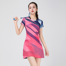 Badminton Suit Womens Dress Speed Dry Short Sleeve Suit Big Code Sports Short Sleeve Sweat and breathable Han version Tennis suit