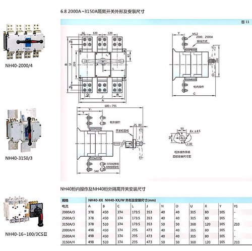 正泰隔离开关断路器NH40-1000A 1250A 1600A 2000A 2500A/3P 4P - 图2
