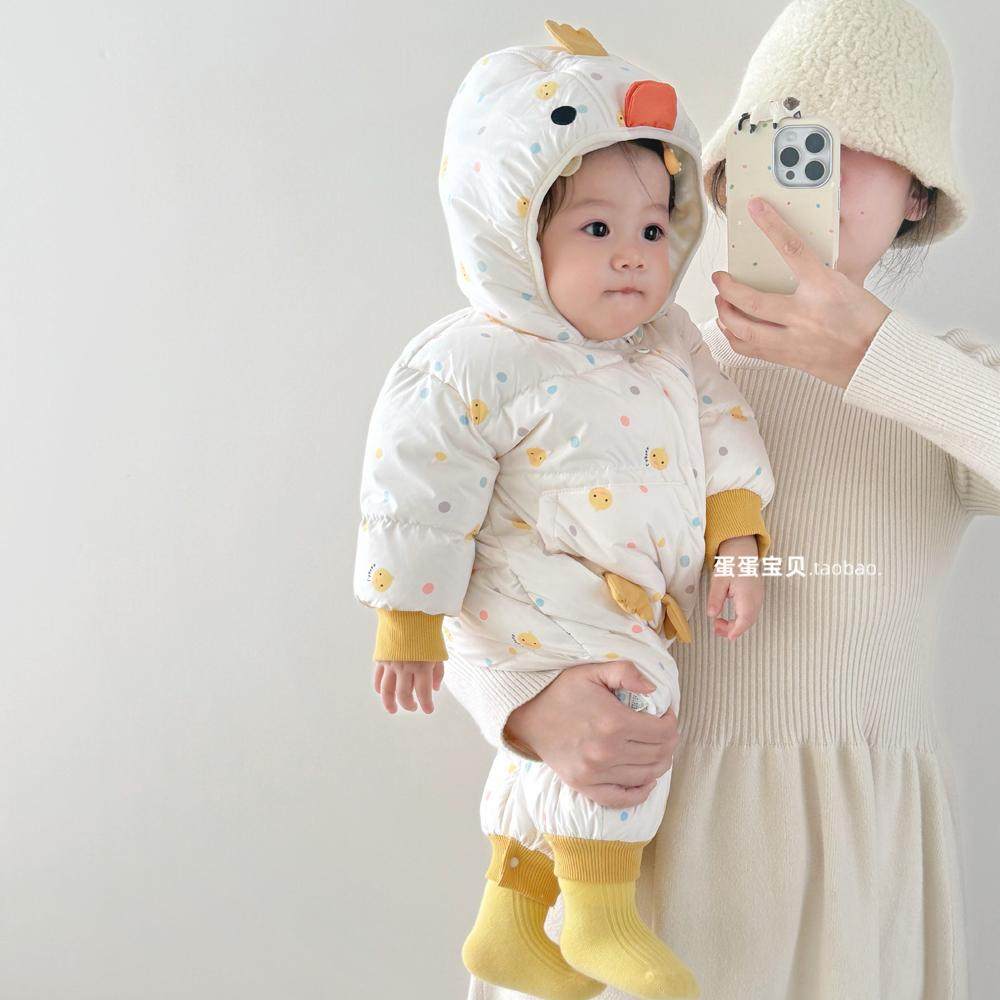 婴儿冬装羽绒服保暖外出宝宝衣服连体外套抱衣婴幼儿超萌男女冬季,淘宝优惠券,粉丝福利购,淘宝优惠卷