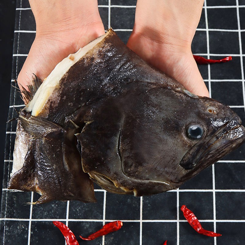 碟鱼头新鲜冷冻超大鲽鱼头特大深海鱼头大鲽鱼雅片鱼鸦片鱼碟鱼-图1