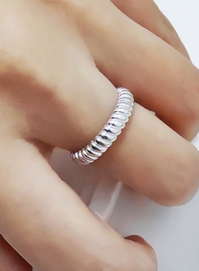 S925纯银实心女素圈光面戒指