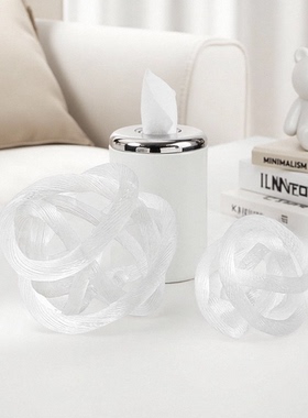 简约现代抽象玻璃缠绕绳球摆件