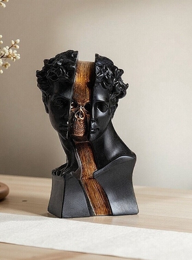 轻奢北欧黑色大卫人体雕塑摆设