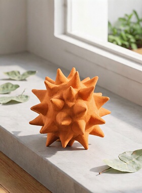 简约现代电镀哑金海胆球圆球摆件