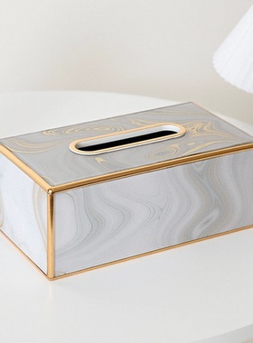 新中式风古典金沙玻璃摆台纸巾盒