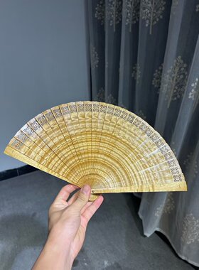 金丝楠扇子摆件水波纹手工摆放