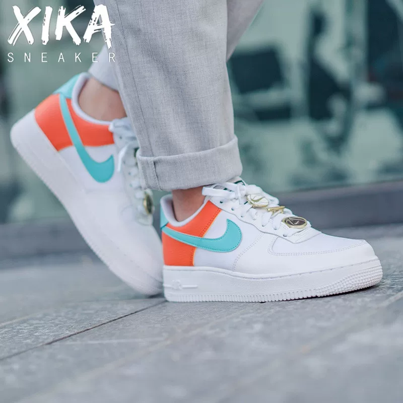 Кроссовки женские низкого верха Nike Air Force 1 AF1 бело-розовые AA0287-107-106