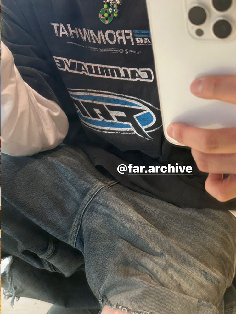 Far archive 23SS washed 水洗漂白做旧印花宽松潮流短袖t恤vibe - 图1