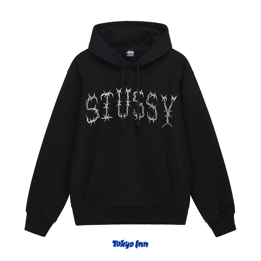 Stussy 23SS BARB HOODIE荆棘LOGO刺绣连帽宽松卫衣cleanfit-图1