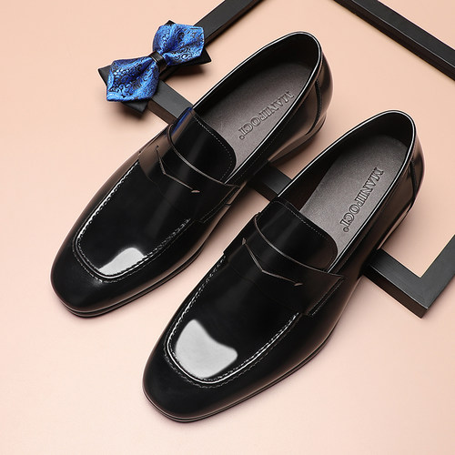 青年男士乐福鞋软底一脚蹬英伦风商务休闲皮鞋新款高级感亮面男鞋 - 图3