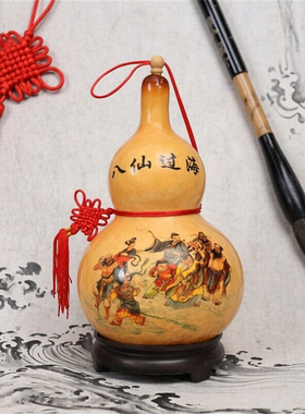 客厅摆件挂件彩绘八仙开口葫芦