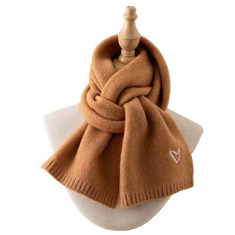 新款儿童围巾秋冬季男女童围巾宝宝刺绣爱心围脖纯色简约百搭洋气,淘宝优惠券,粉丝福利购,淘宝优惠卷