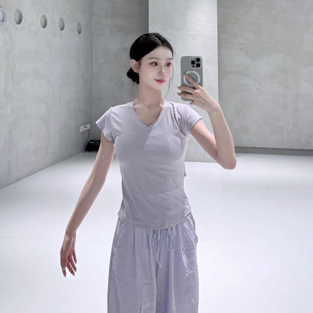 Modern dance tops, classical dance practice clothes, summer Chinese dance costumes for women, new stand-up collar fashion dance clothes
