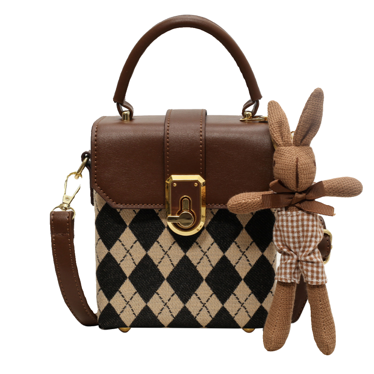 艾米兔女包2026新款ins复古手提包洋气菱格斜挎小方包,淘宝优惠券,粉丝福利购,淘宝优惠卷