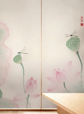 玻璃贴纸中式荷花厨房窗户透光玻璃门浴室卫生间装饰静电贴画贴膜