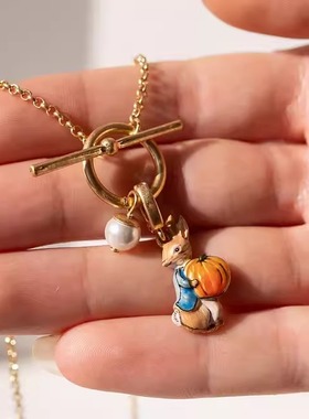 Fable彼得兔看书珐琅项链耳环