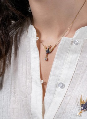 优雅复古英式风格燕子珍珠项链