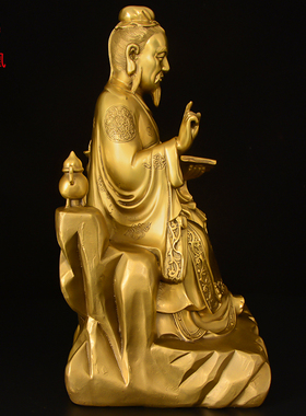 黄铜药王神像孙思邈孙真人摆件