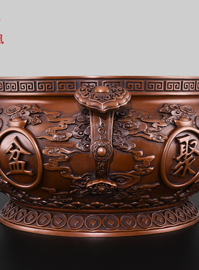 紫铜聚宝盆摆件纯铜八方来财聚宝盆实心2026招客厅办公室礼品大号