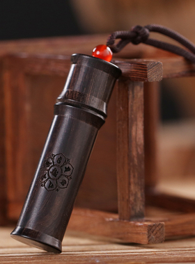 六字真言黑檀木楞严咒饰品嘎乌盒