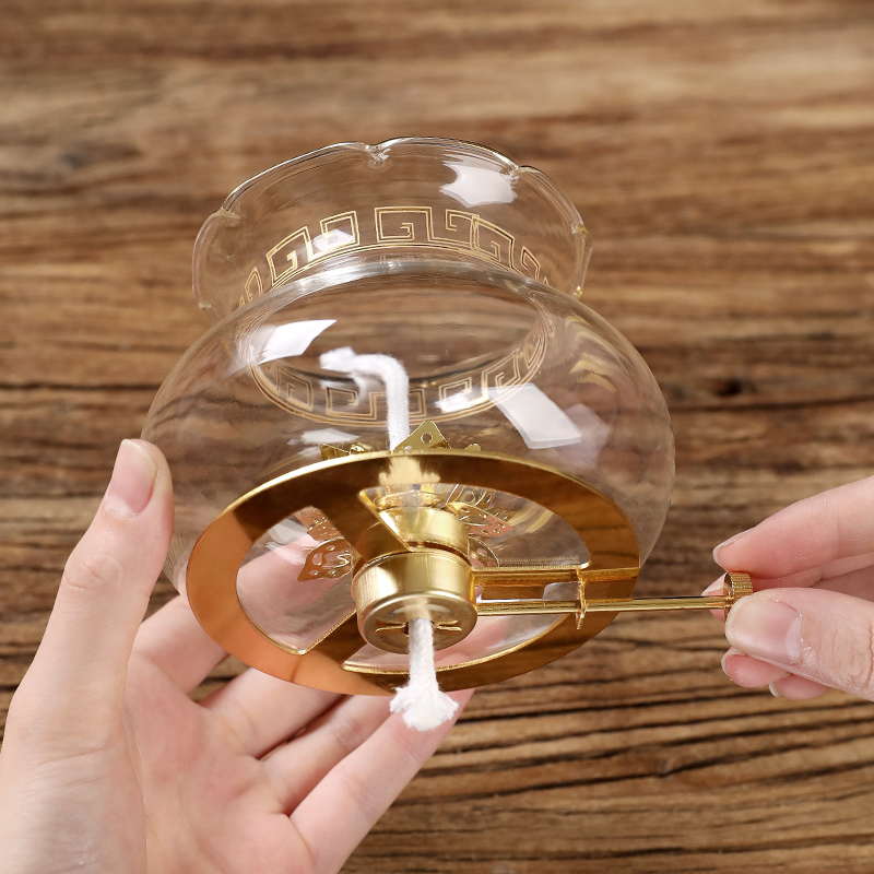 酥油灯玻璃灯罩配件防风油灯供佛灯底座观音防风罩酥油灯座长明灯 - 图1