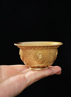 藏式黄铜八吉祥供水杯家用供奉