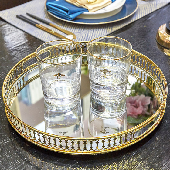Nordic style mirror glass plate for home living room light luxury