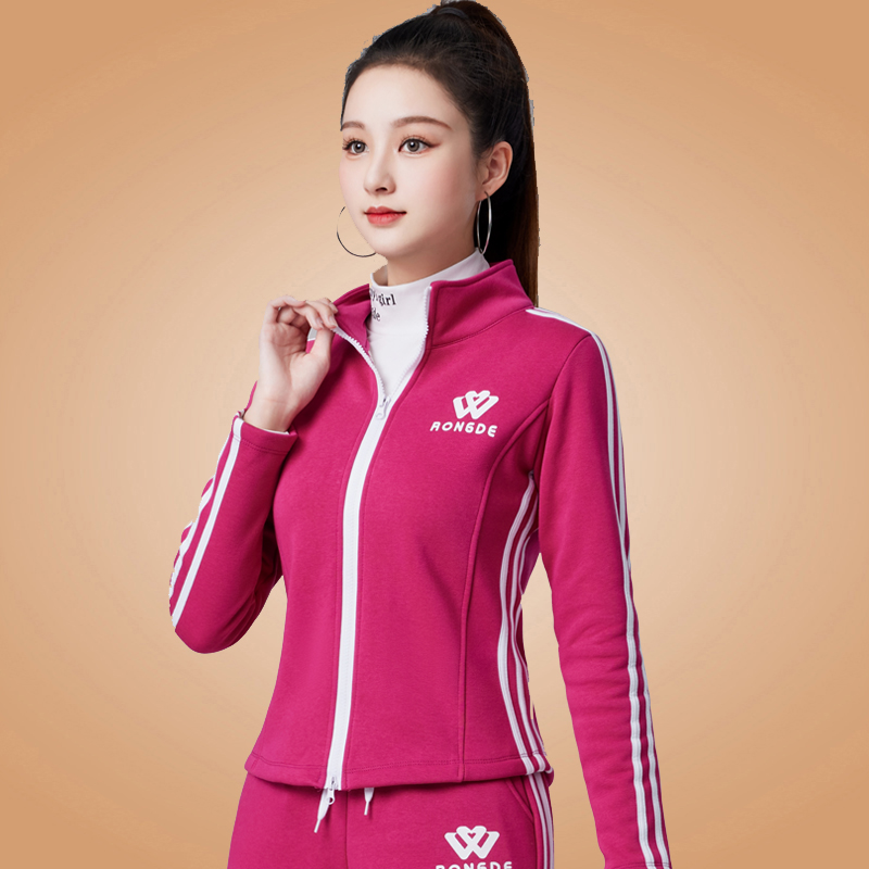 杨丽萍广场舞运动服装新款套装加绒长袖外套上衣健身跳舞衣秋冬女 - 图0