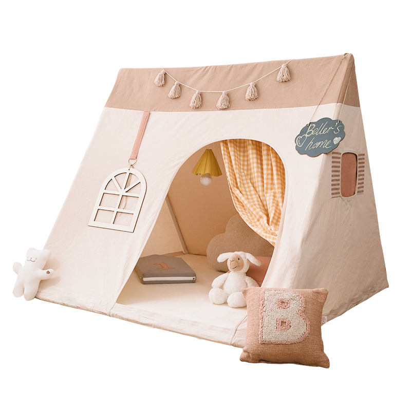 韩国儿童帐篷室内全棉宝宝游戏屋家用男女孩拼色三角小房子玩具屋-图3
