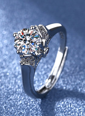 欧美经典真爱加冕镀925纯银皇冠锆石钻戒女朋友求婚订婚甜美戒指