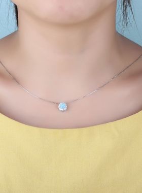 欧美高端珠宝女士时尚气质圆形蓝色澳宝硞石镶钻耳钉吊坠项链套装