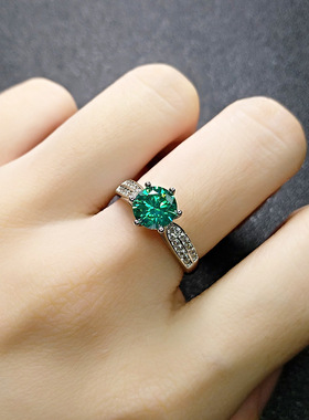 欧美时尚简约饰品仿绿种钻戒水晶