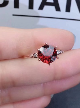欧美高端珠宝女士仿真红宝石简约甜美镀玫瑰金戒指项链耳钉套装
