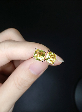 欧美少女仿海蓝宝石紫黄蓝水晶镀金耳钉正方形镀18K玫瑰金色耳饰