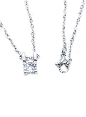 少女学生简约时尚锆石镶嵌吊坠镀白金色项链锁骨链生日礼物珠宝