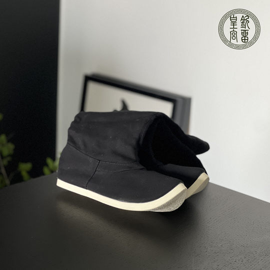 钦留皇宫原创汉服皂靴男靴子帆布高筒翘头履古装鞋搭配宋明唐制