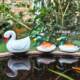 Ceramic white swan and mandarin duck micro landscape ornaments